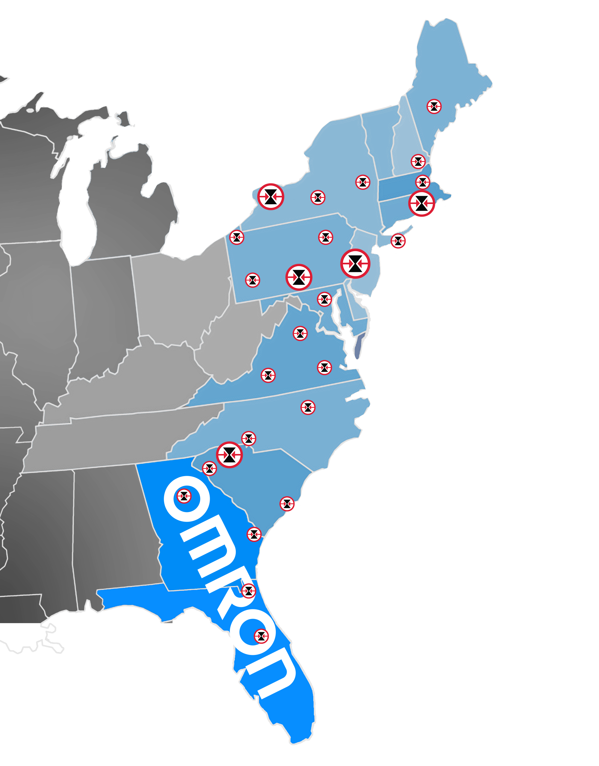 Eastern Locations Map 2024 Omron Press Release copy - no key