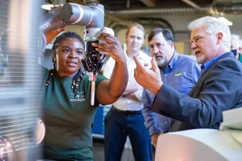 picture of humans with robot