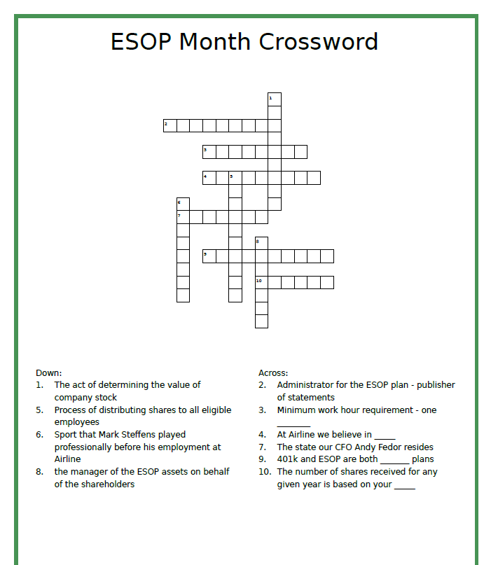 ESOP Benefits for Employee Owners Airline Celebrates ESOP Month