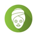 spa-procedure-flat-design-long-shadow-icon-woman-with-cucumber-facial-mask-silhouette-symbol-vector
